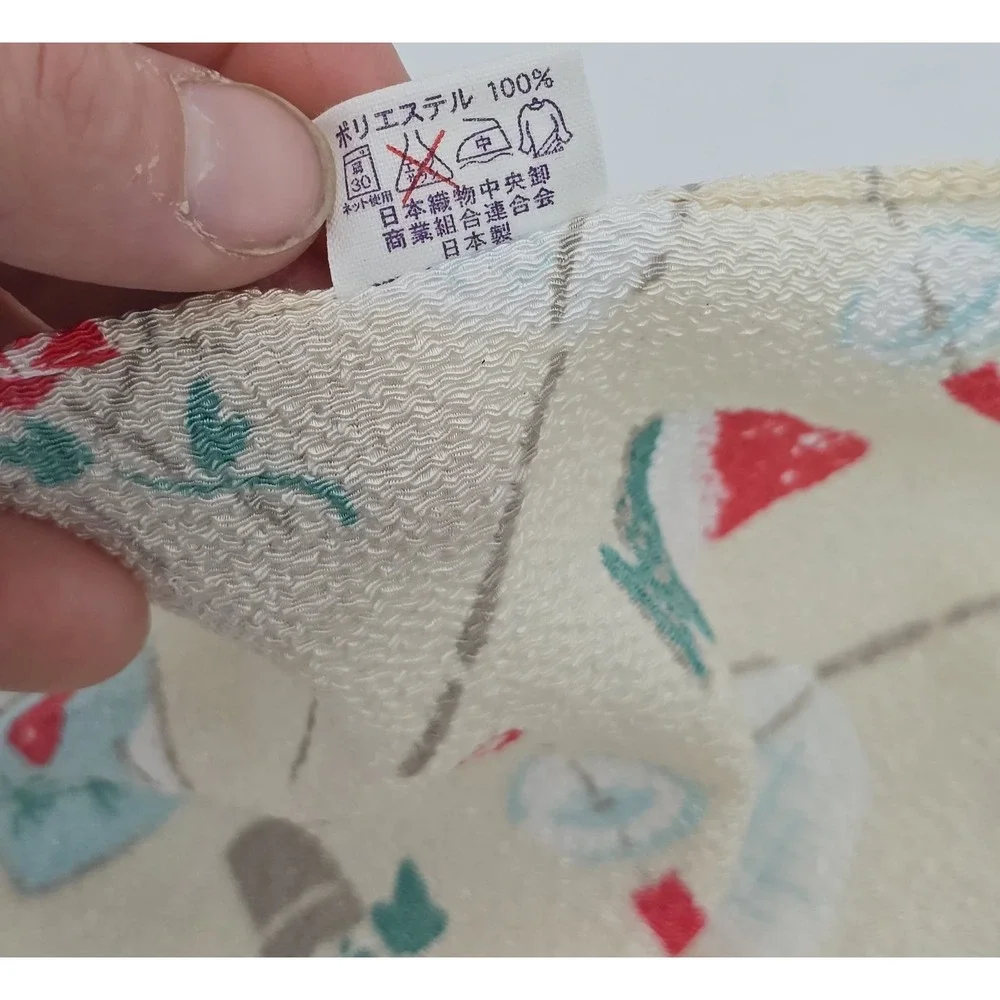 VTG Summer Themed White Bunny and Floral Folding Fan + Sheen Summer Theme Fabric